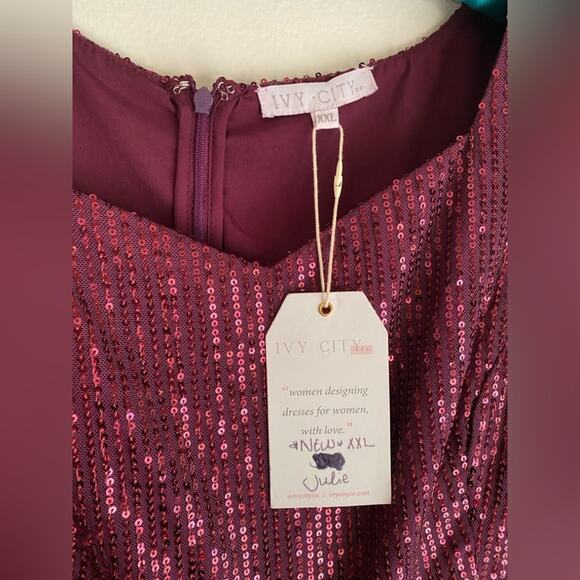 Ivy City Co Clara Dress in Plum Sequins plus size 2x new with tag sparkly - Picture 3 of 7